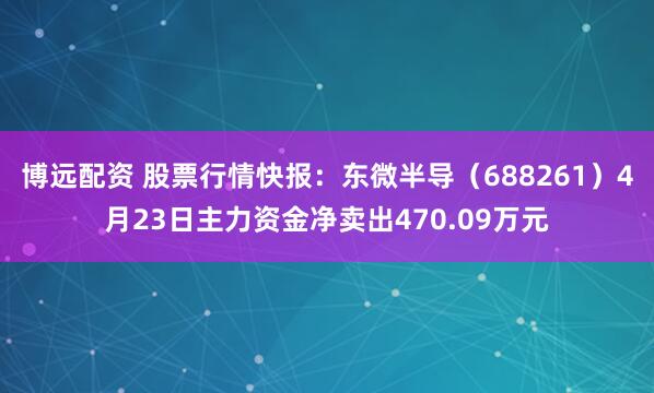 博远配资 股票行情快报：东微半导（688261）4月23日主力资金净卖出470.09万元
