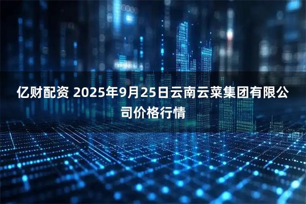 亿财配资 2025年9月25日云南云菜集团有限公司价格行情
