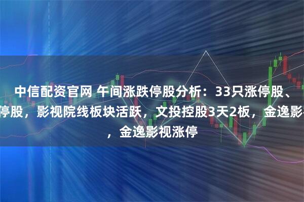 中信配资官网 午间涨跌停股分析：33只涨停股、2只跌停股，影视院线板块活跃，文投控股3天2板，金逸影视涨停